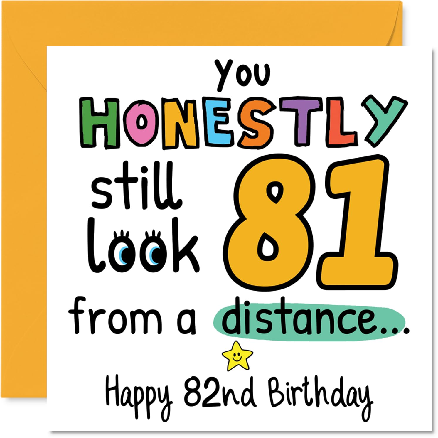 82nd Birthday Cards for Women Men - From a Distance - Happy Birthday Card for 82 Year Old Woman Man Dad Wife Uncle Nan, 145mm Bday Greeting Cards