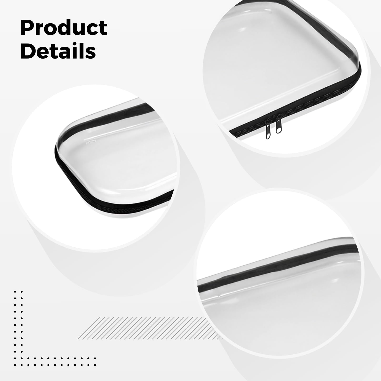 Generisch Harte klare Organizer-Hülle aus Kunststoff mit Reißverschluss, 3-in-1 transparente Aufbewahrungsbeutel mit Zipper, stabiles durchsichtiges Etui, für Reise, Make-up und Küche
