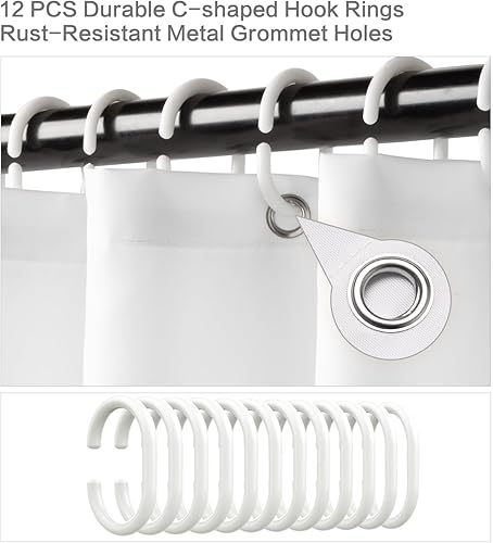 Miniatura 6 de Cortina de ducha floral rústica, cortina de ducha de margaritas con pintura acuarela, juego de cortinas de ducha impermeables de estilo granja con