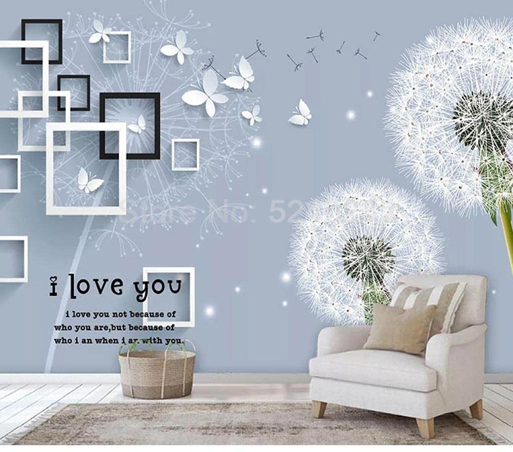Papier peint salon effet relief papillon pissenlit pour agrandir un mur de TV