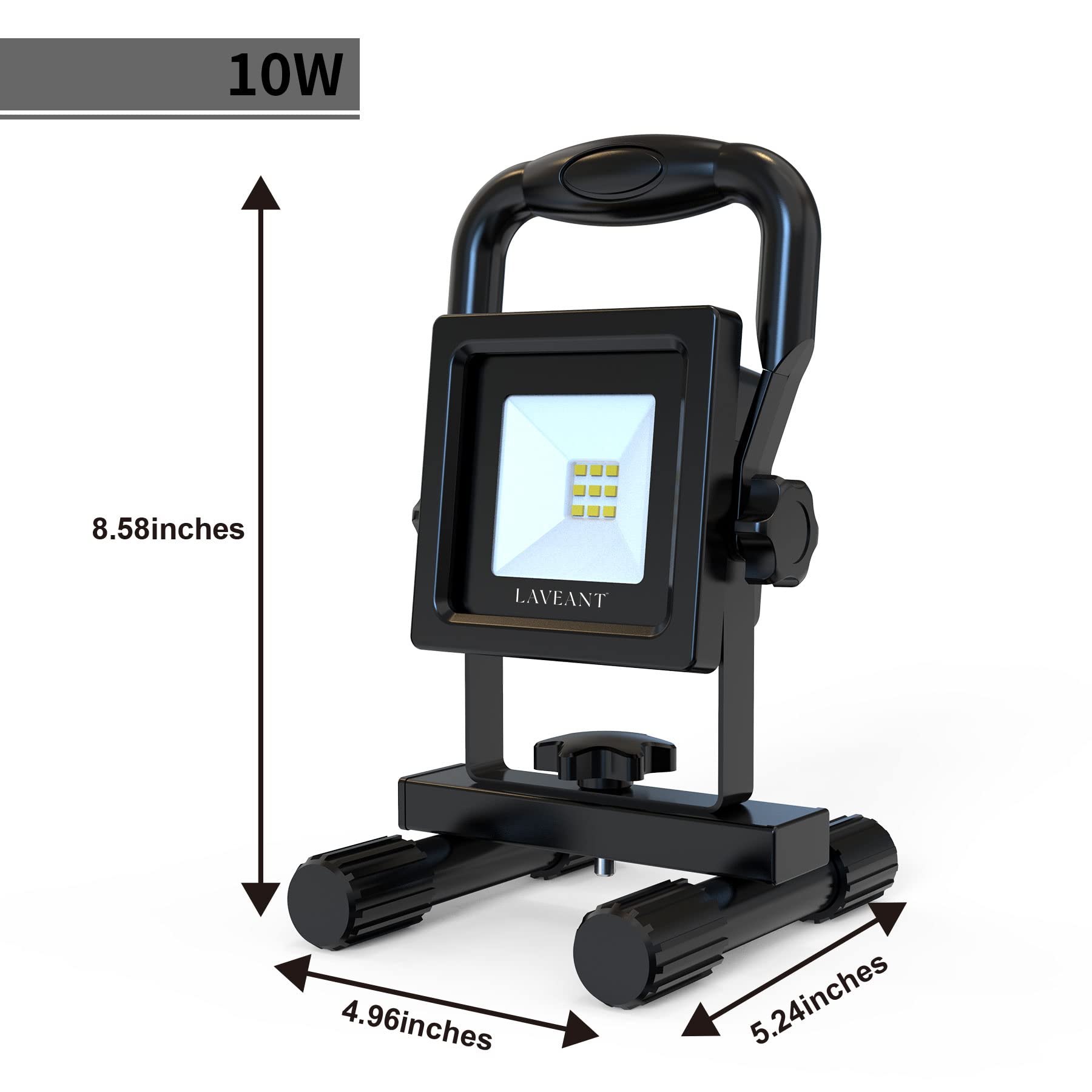 Wiederaufladbare LED-Arbeitsleuchten, 10 W, 2200 mAh, 600 Lumen, tragbar, neigbar, wasserdicht, Flutlicht mit Ständer, Herren-Werkzeuge für Garage, Outdoor, Camping, Wandern, Autoreparatur