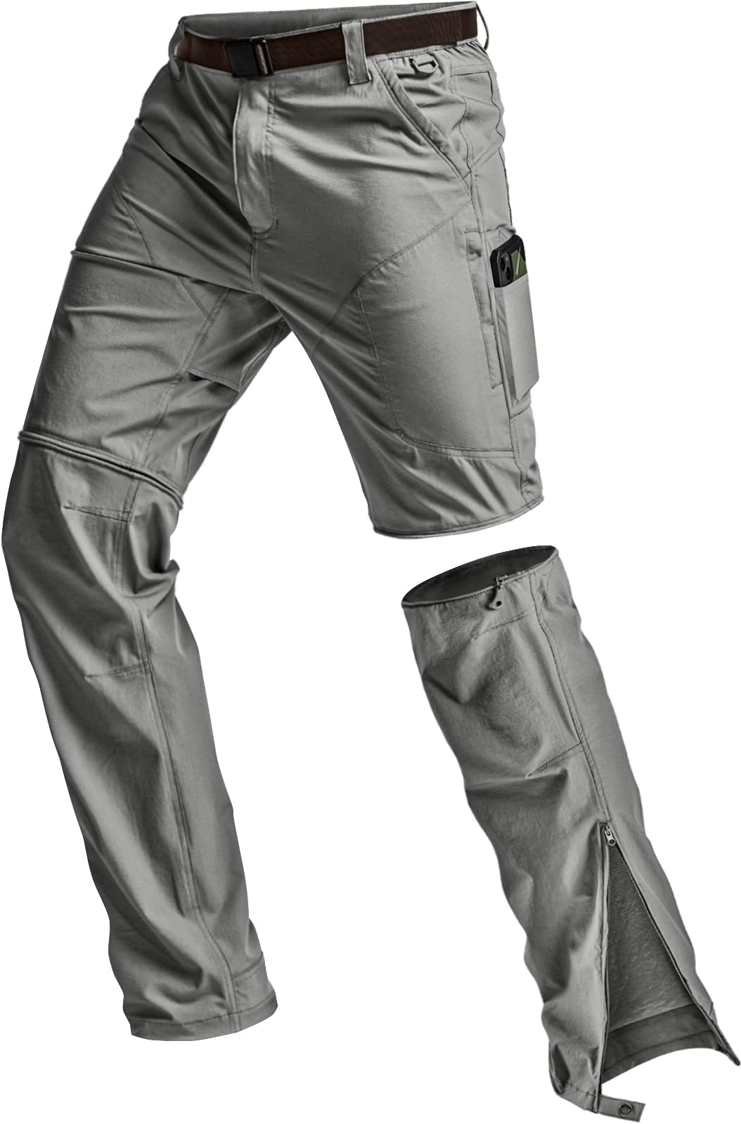 CQR Men's Convertible Cargo Tactical Pants, Water Resistant Outdoor Hiking Pants, Zip Off Lightweight Stretch Work Pants