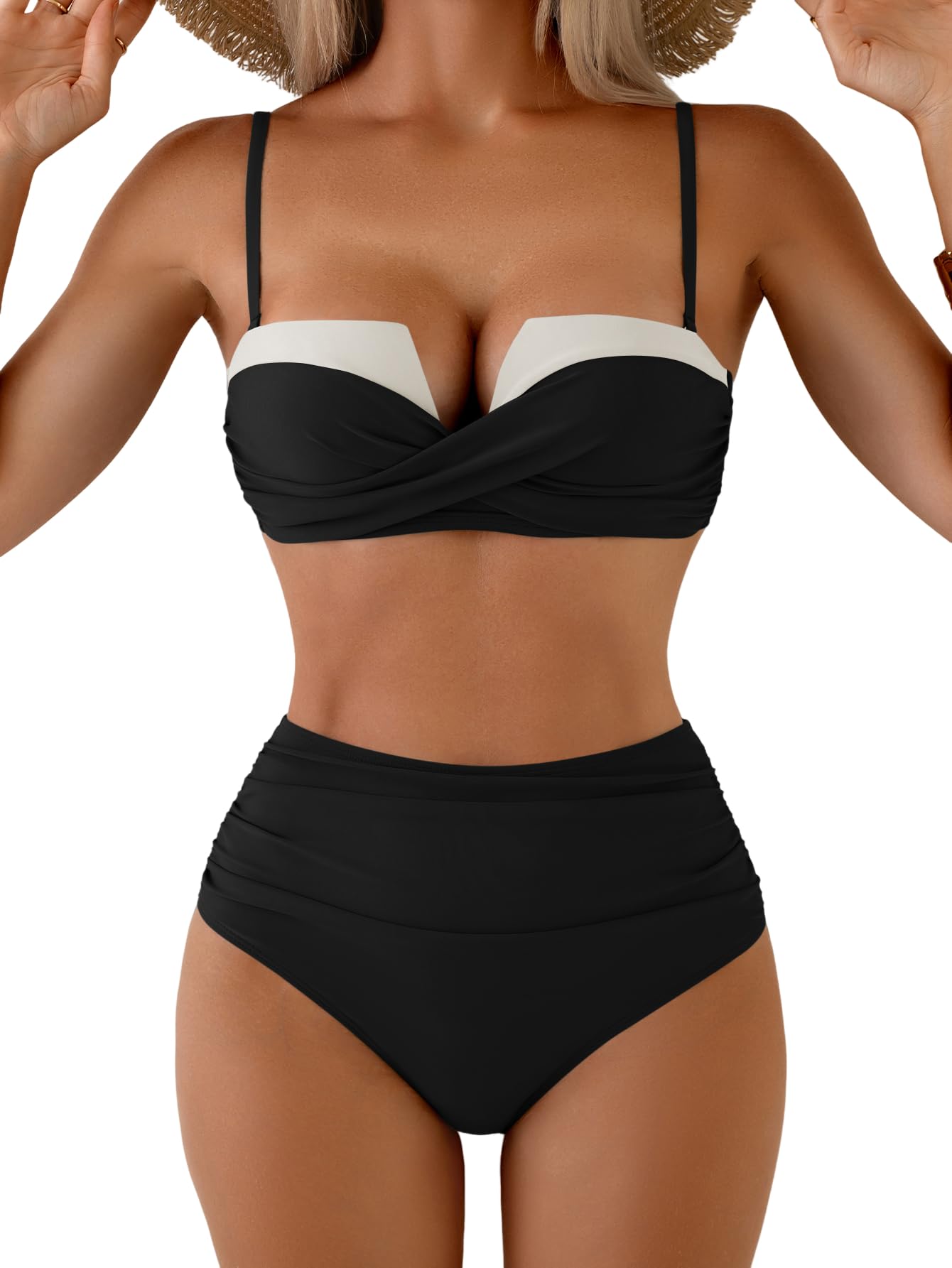 Photo 1 of Aidonger High Waisted Bikini Sets for Women Wrap Swimsuit Tummy Control large