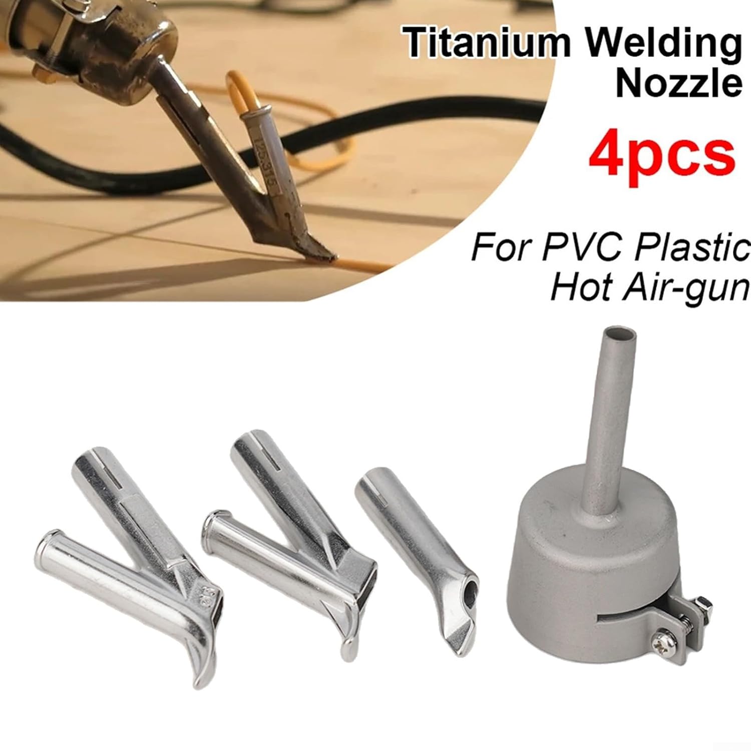 4pcs Triangle Speed Welding Nozzle Set for Y Type Hot Air Blower Head 5mm/7.5mm Tips for PVC Vinyl Plastic