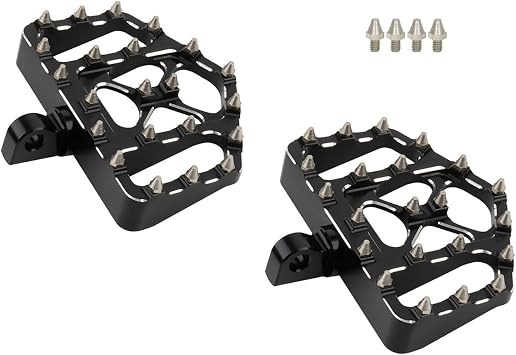 Motorcycle Foot Pegs MX Offroad Wide Fat Floorboards Footrests Compatible with Harley Sportster XL 883 Dyna FXDF Softail Road Glide BobberBlack White