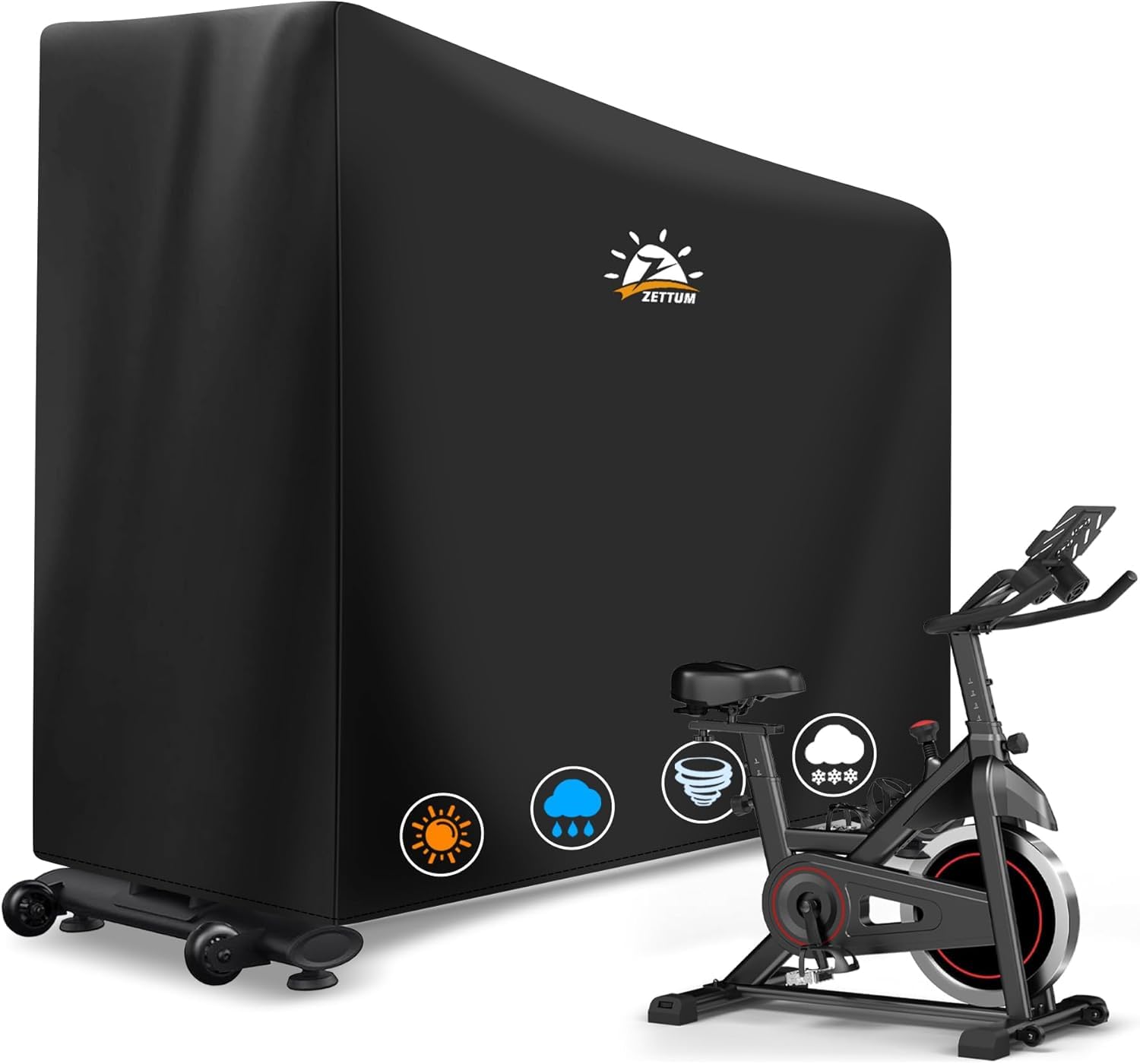 Zettum Exercise Bike Cover 600D PU Waterproof Bike Covers for Outside Storage Heavy Duty Bicycle Covers for Merach, Wenoker, Upright Bicycle, Elliptical Bike Cover All-Weather Protection