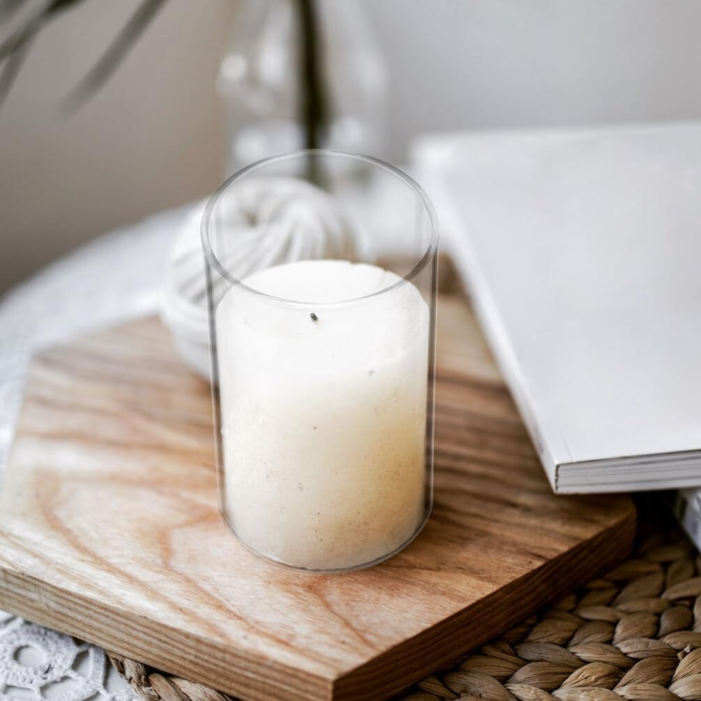Luxshiny Glass Candle Cover Windproof Cylinder Candle Holder 3.94X2.36X3.94 Inches Clear Glass Hurricane Holder for Home Decor Wedding Banquets - Image 3
