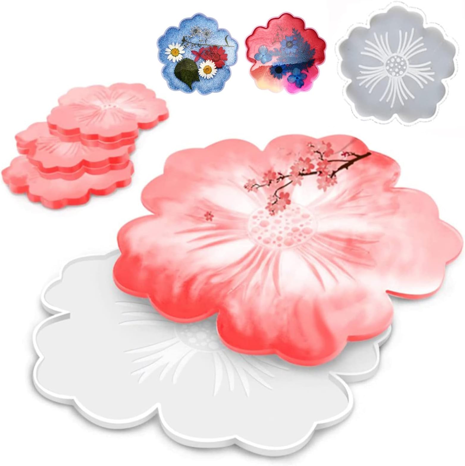 Moules Silicone Pour Résine époxy - Formes Fleurs 3D Pour Bijoux (pendentifs, Boucles D'oreilles) - Kit Créatif