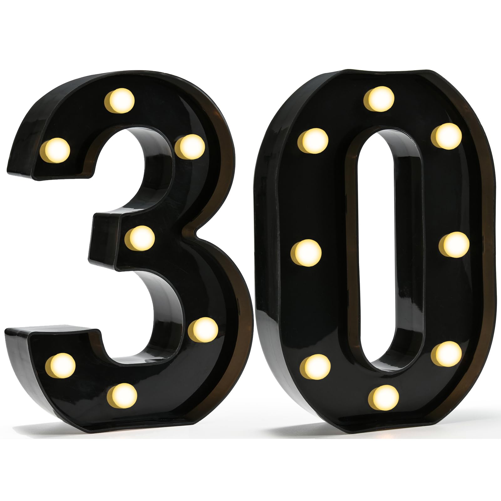 Decorative LED Light Up Numbers, 30th Birthday Decorations for Her Him, Black Marquee Numbers 30 Sign for Her Him Gift Party Backdrop 30th Wedding Anniversary Decor, Number 30