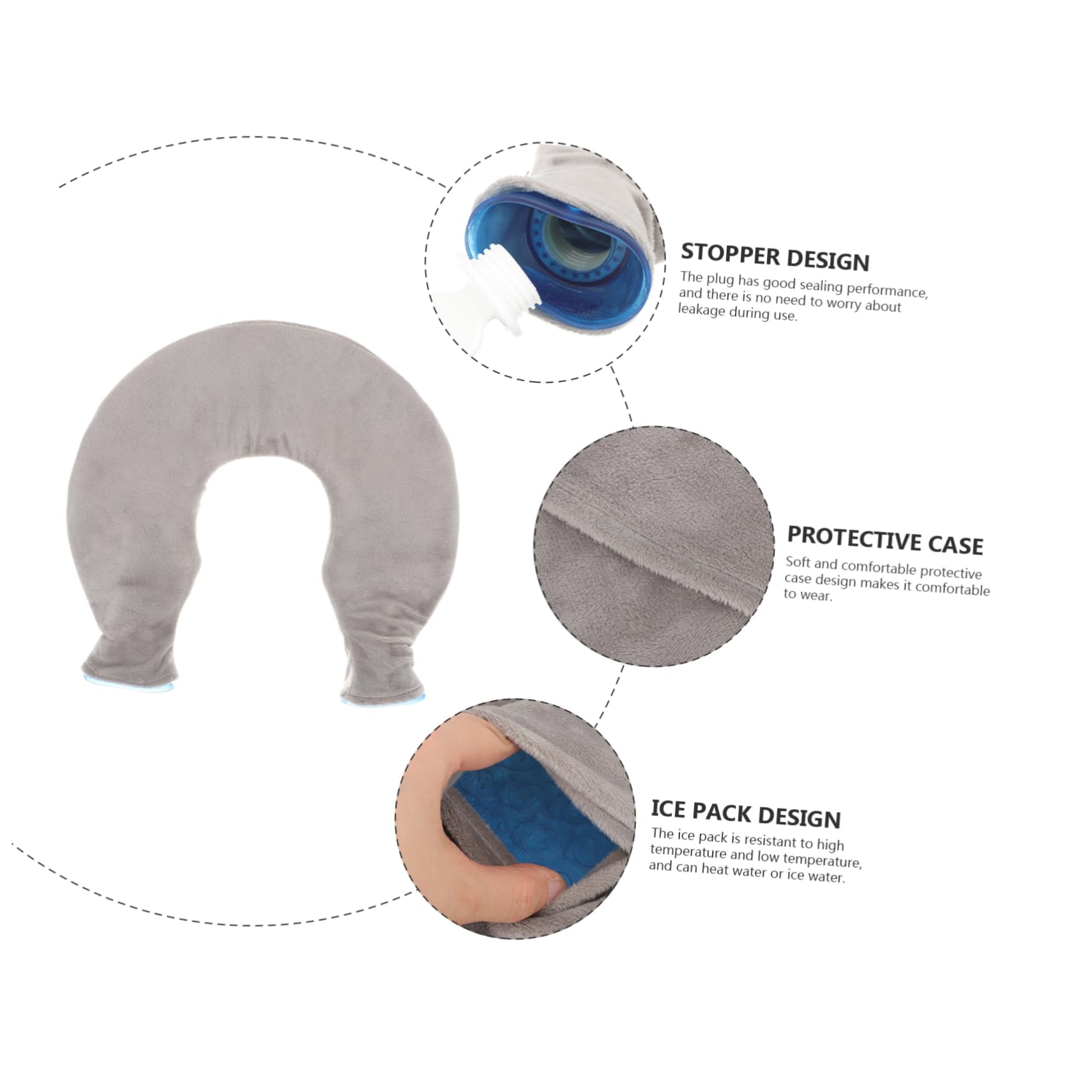 U-förmiger Kühlbeutel Satz Blau aus Gummi und Polyester | Schulter und Nacken, Warm und Kaltkompresse, Wiederverwendbar, zum Einfachen Befüllen