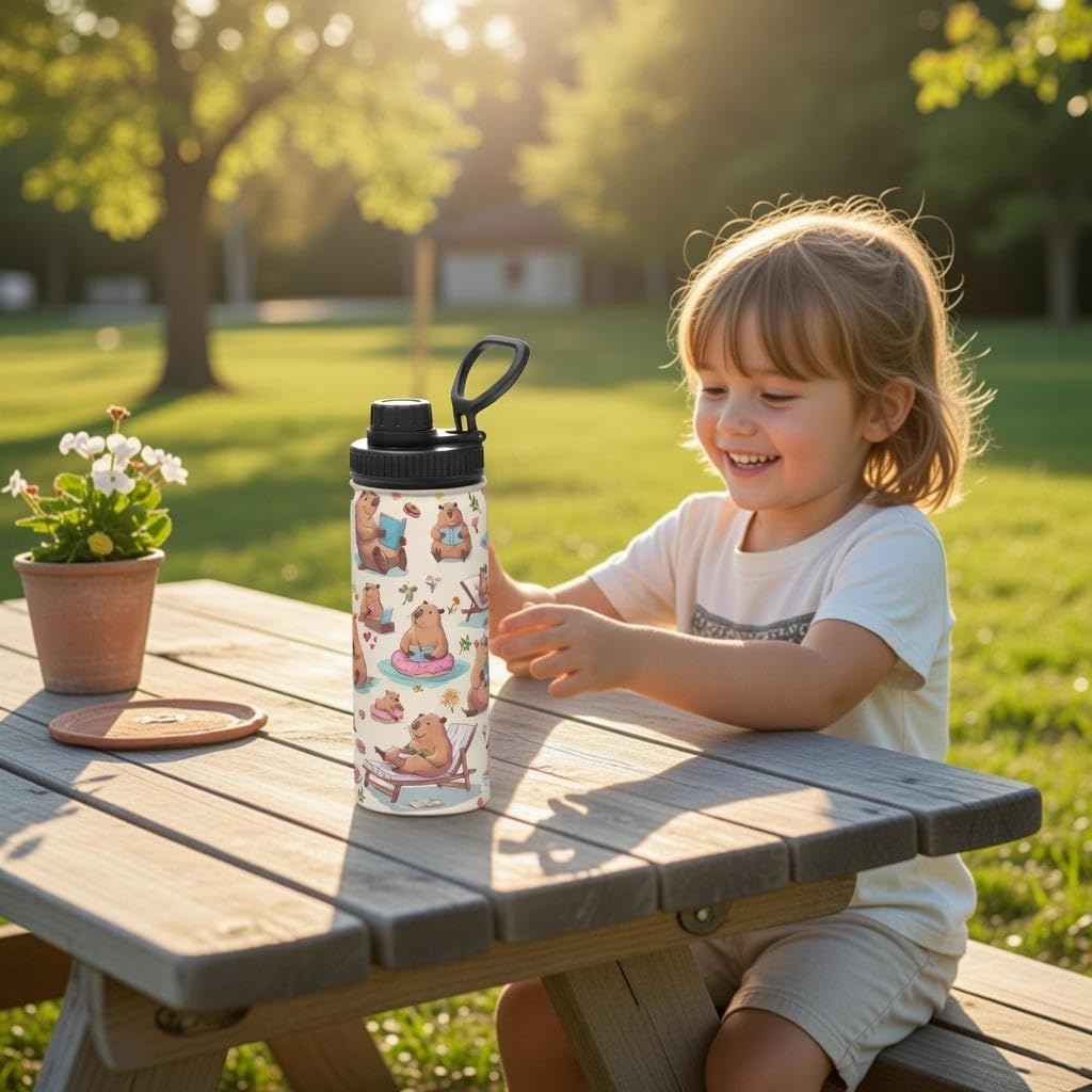 Capybara Gifts Capibara Tumbler Water Bottle Cups for Boys and Girls 18 Oz - Image 9