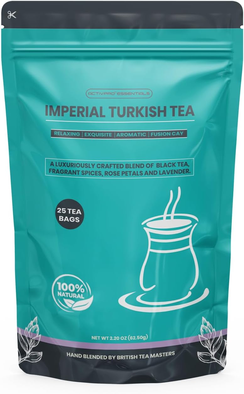 IMPERIAL Turkish Tea | 100% Natural Black Tea | Premium Quality & Exquisite Flavor | Aromatic & Refreshing | Rose | Resealable Pack (25 Teabags)