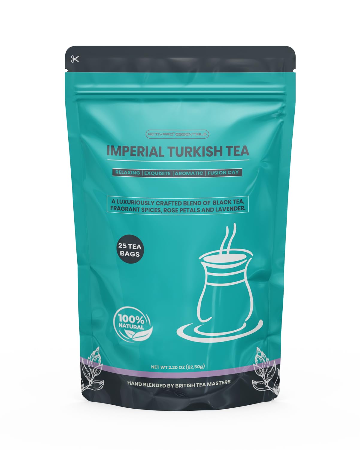 IMPERIAL Turkish Tea | 100% Natural Black Tea | Premium Quality & Exquisite Flavor | Aromatic & Refreshing | Rose | Resealable Pack (25 Teabags)
