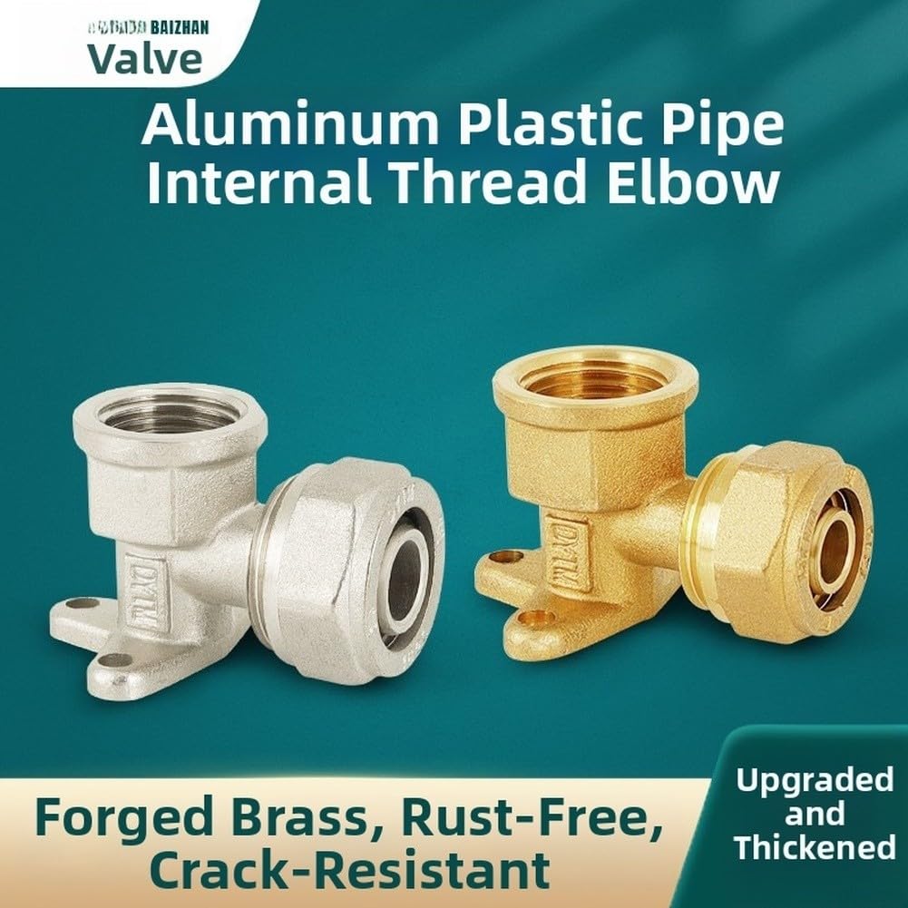 Codo de para latón 90 Grados G1/2 Hembra/Macho para Calefacción y Agua - Conector Tubo Instalación Doméstica 6x5x4cm(1620 Natural Color)