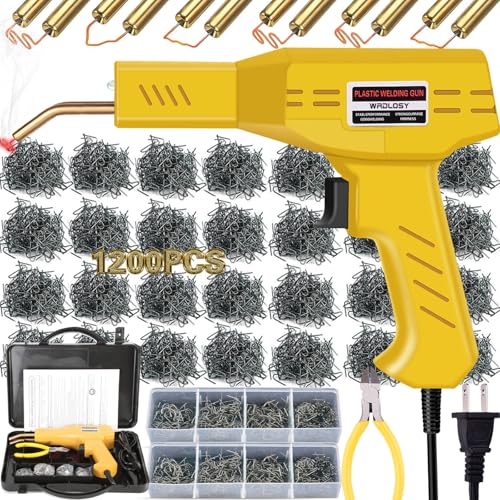 Wrdlosy Plastic Welder, 1200PCS Staples, Plastic Welding Kit, Must Have for DIYers, Instant On/Off, Welder Kit, Bumper Repair, Portable Toolbox (Yellow)