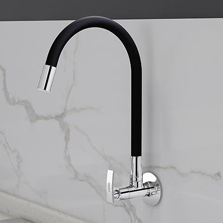 Plantex Pure Brass Faucet for Kitchen Sink with Brass Wall Flange and Teflon Tape | 360 degree Swivel Spout | Single Lever Kitchen Tap with 7 Year Warranty -(COL-1012B)