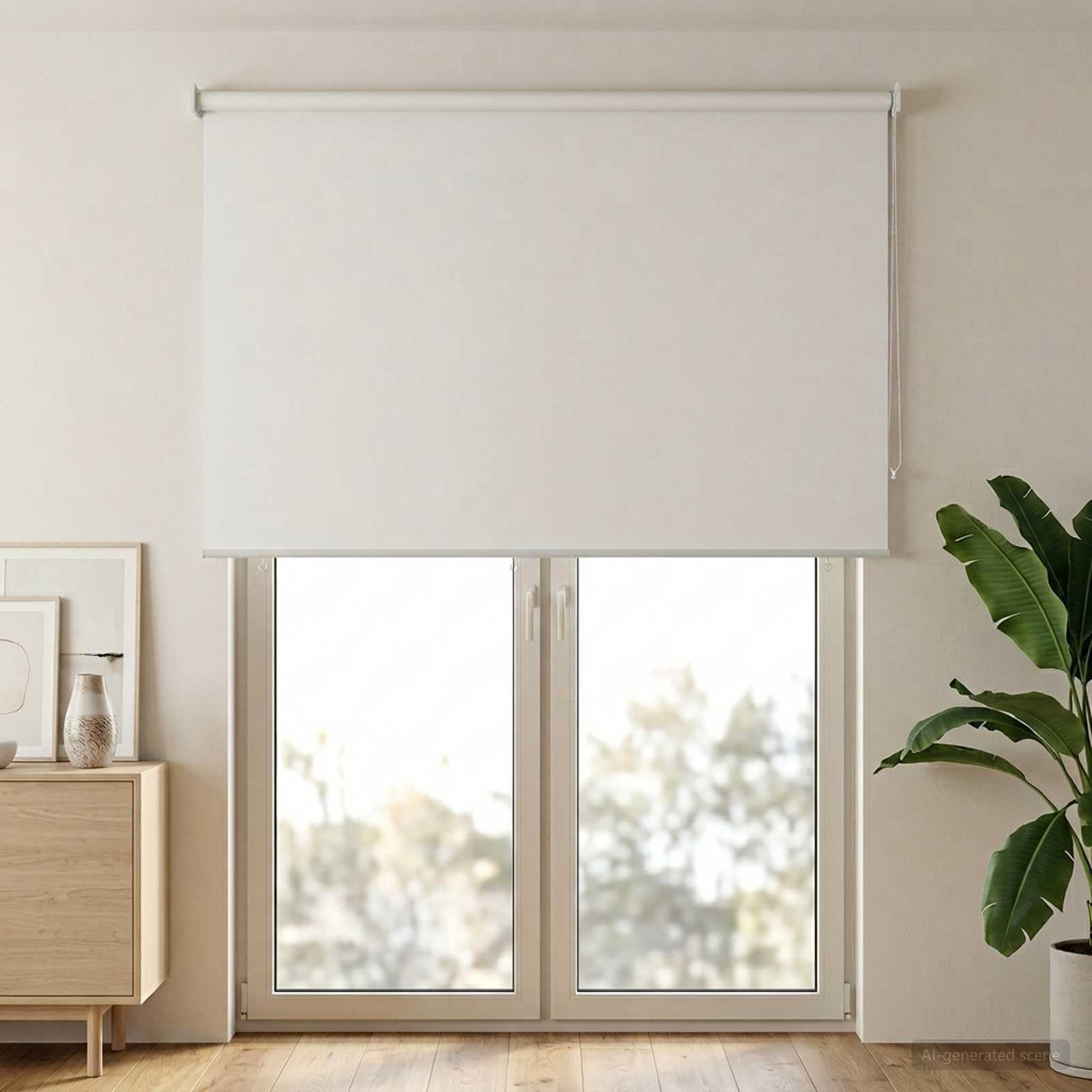 Tenda avvolgibile in poliestere bianco con protezione UV | Montaggio a parete o a soffitto, controllo termico, privacy, catena laterale regolabile