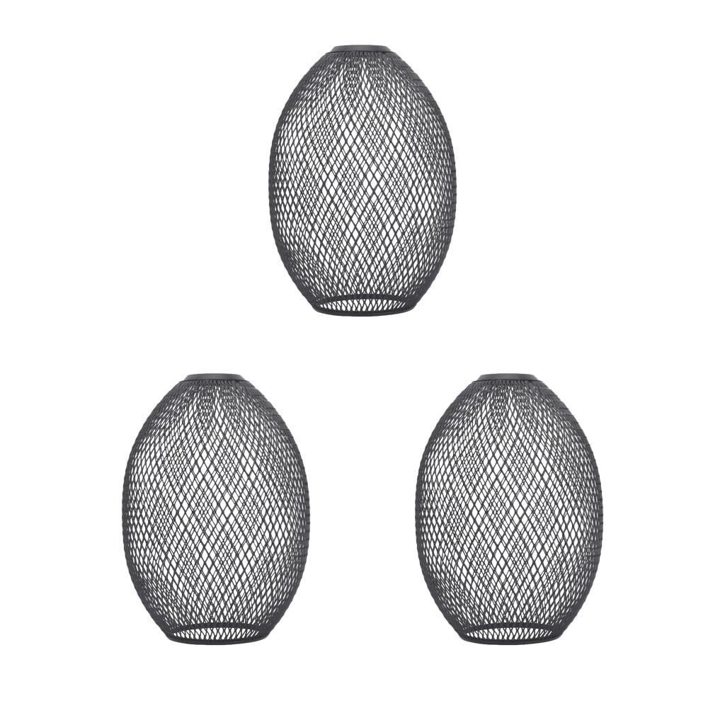 3 Set Iron Wire Lampshade Lighting Fixtures Cover for Bedroom Kitchen Black