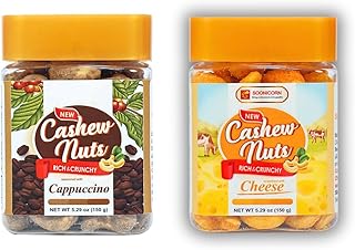 SOONICORN Cashew Nuts Seasoned with Cappuccino and Cheese,Snacks for Parties, Travel, Break Time, Healthy Cashews Roasted Lightly Salted Snack for Coffee Lover (large, capuchino & cheese)