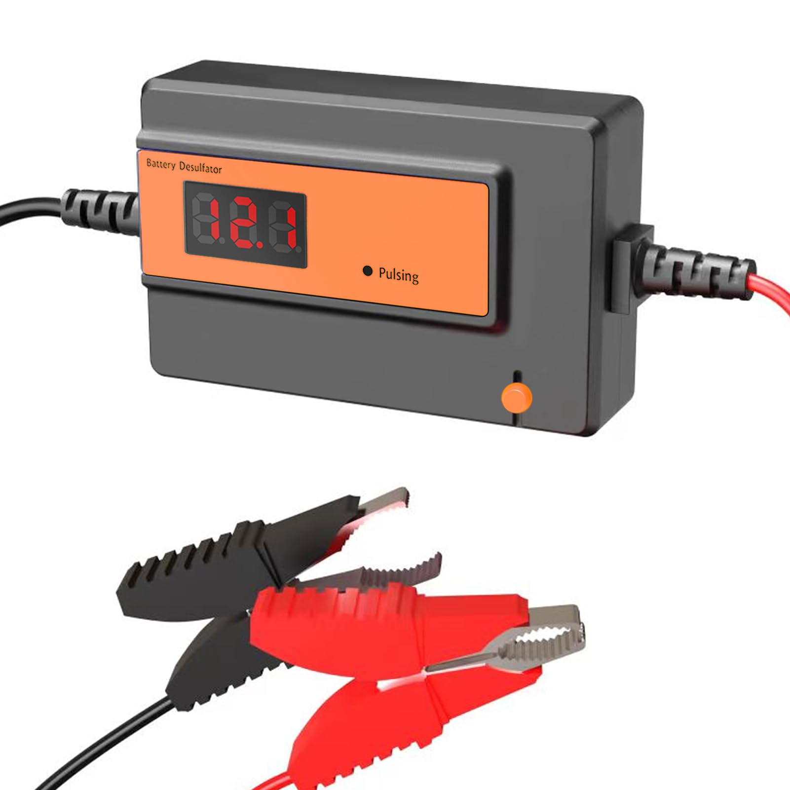 Desolfatore Automatico per Batterie al Piombo-Acido GEL, AGM, SLA, 12-48V,400AH, con Clip Grandi, per Auto, Camion, Moto, ATV, Barche, Pannello Solare (arancione)