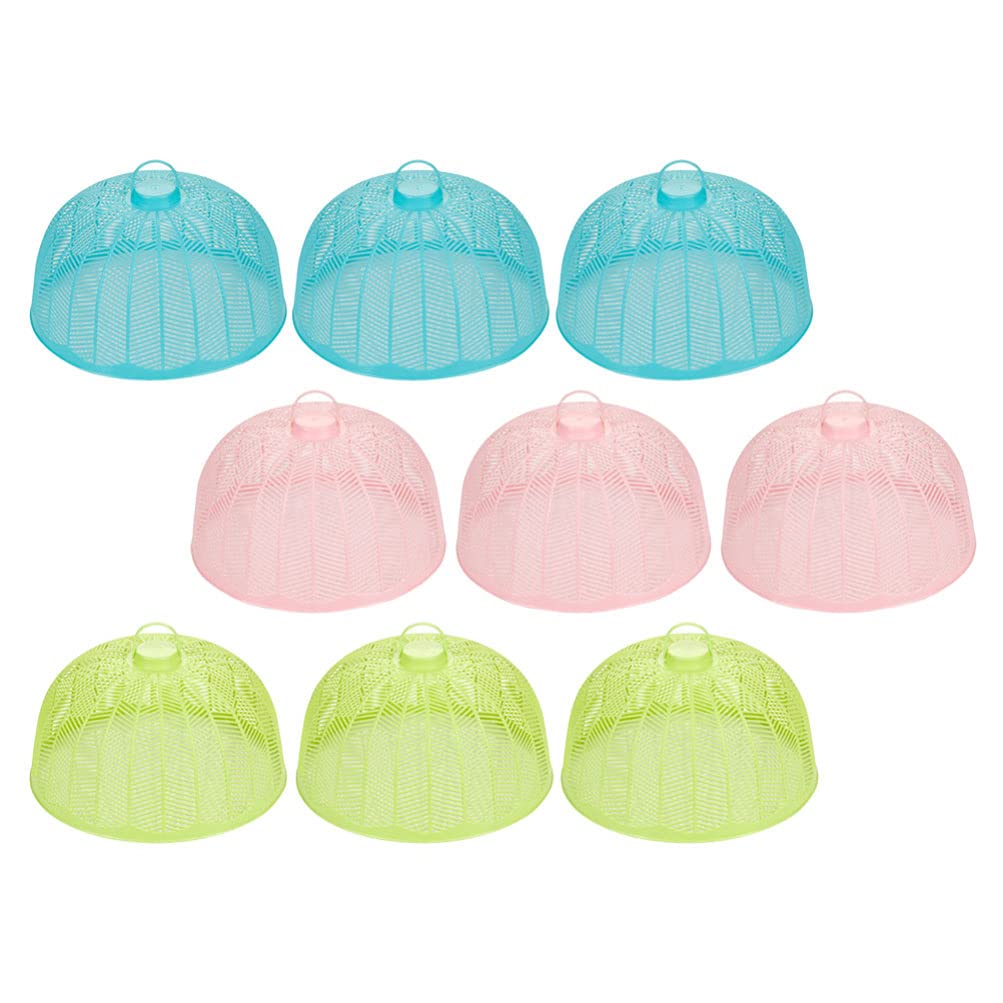 Hemoton 9pcs Mesh Food Covers Round Food Tents Plastic Food Net for Home Kitchen Parties Picnics BBQ Outdoor Camping Keep Out