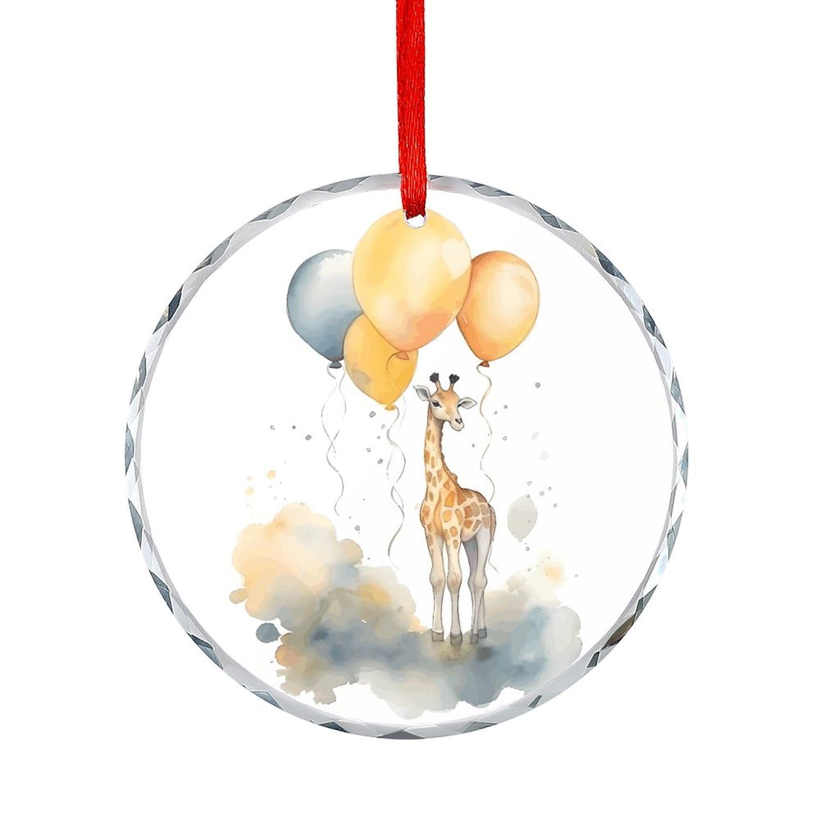 Btcowzrv Style Hand Drawn Giraffe Round Ornament Hanging Pendant Decor