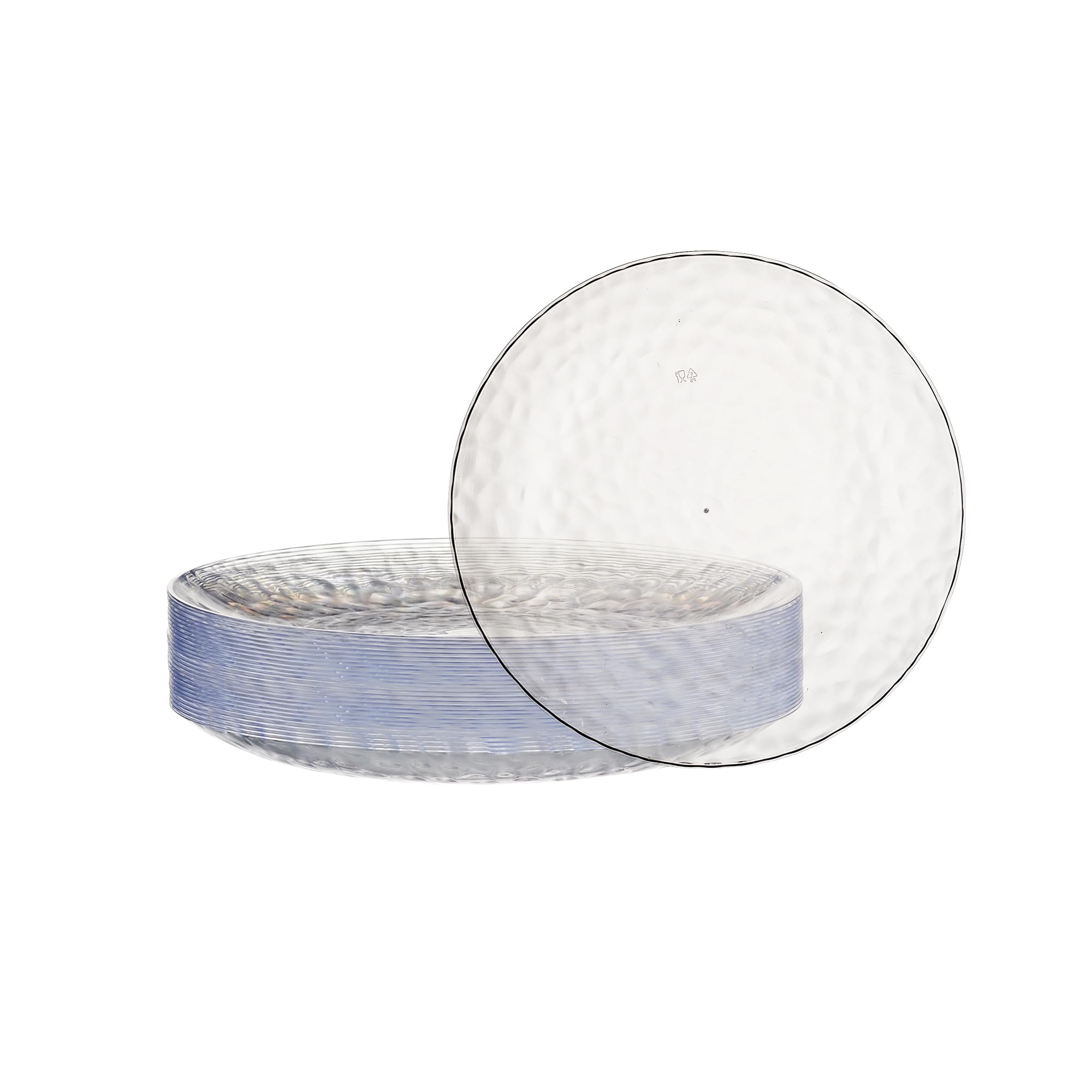 PLASTICPRO 30 Pack Hammered Plastic Plates Heavyweight Disposable Plastic Plates Elegant Clear Hammered Rim Platsic Party Dishes (Hamered Clear With Gold Rim, 7'' INCH PLATES) — view 29