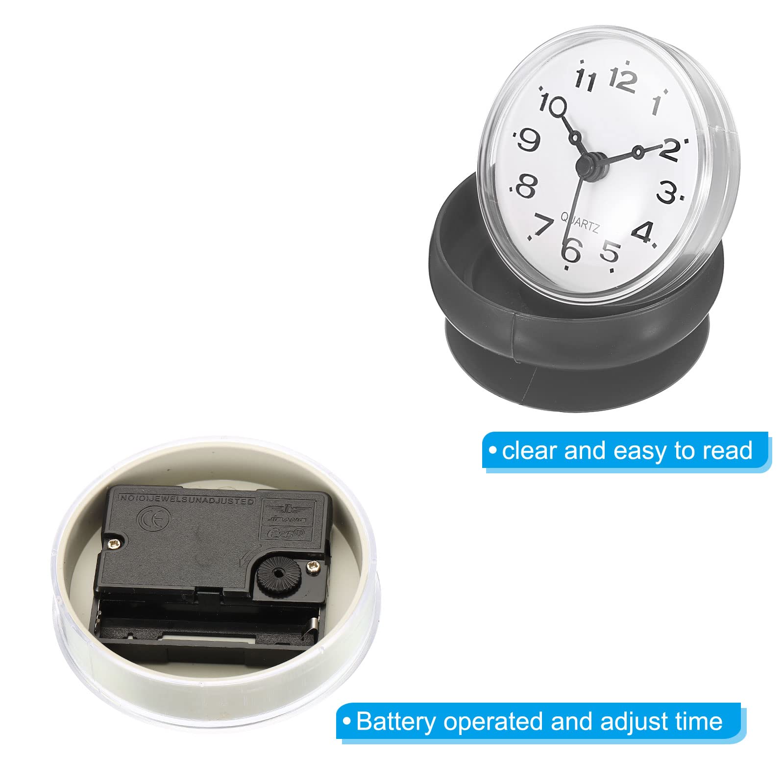 PATIKIL wasserdicht Badzimmer Uhr Mini runde Wanduhr mit Saugnapf für Dusche Küche Haus Büro Dekoration dunkelgrau