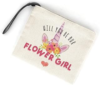 Will You be Our Flower Girl, Flower Girl Gift, Flower Girl Proposal, Wedding Day Favor Thank You Gifts for Flower Girl, Little Girl Ideas from Bride, Flower Girl Bag, Pouch Bag Makeup Bag