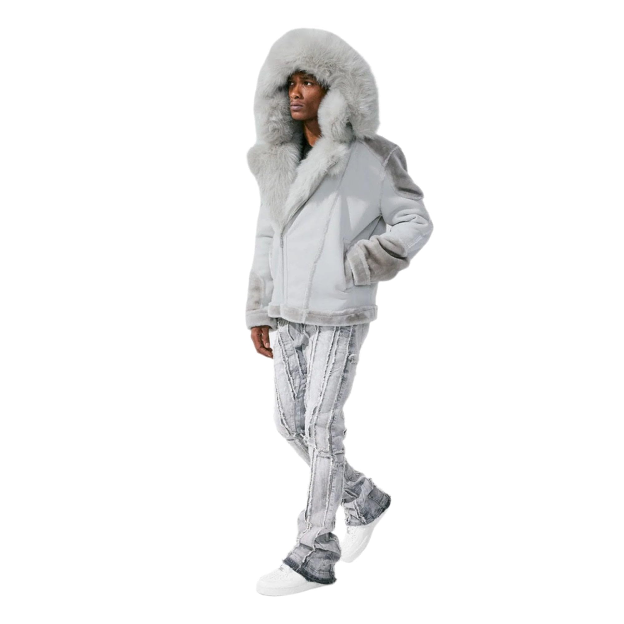 Jordan Craig El Jefe Shearling Moto Jacket_91625 Super Warm Detachable Hood With Zipper (3X-Large, Arctic Wolf)