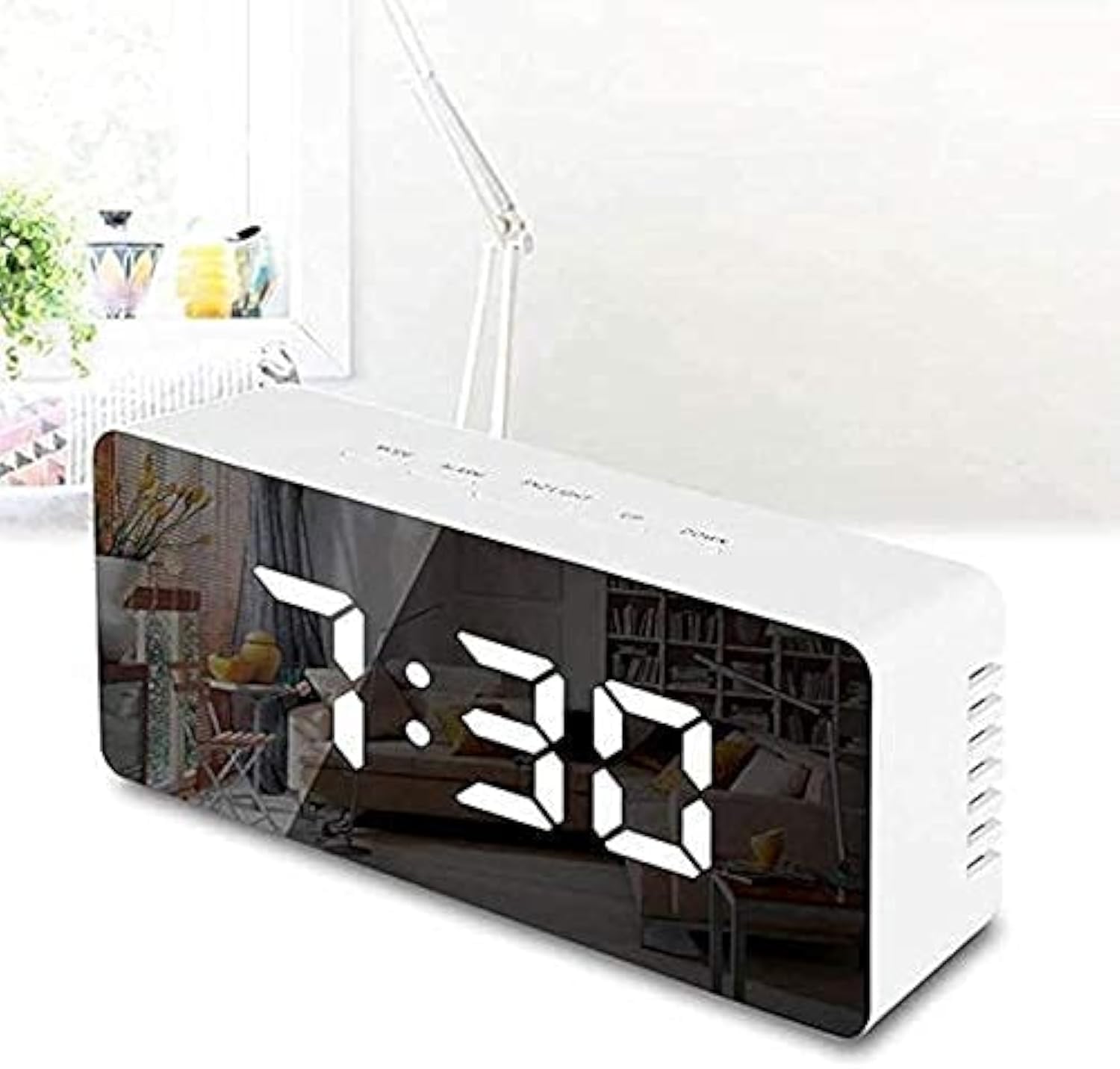 Penthon Digital Smart Back Light Table Mirror Alarm Clock With Sensor Date & Temperature For Office Home Bedroom Travel Table Clocks Smart Clock, Clock, Desk Clock - Plastic, 5.71 X 1.57 Inch, White (B09H23C55C) Amazon Price History, Amazon Price Tracker