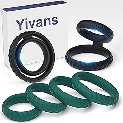Yivans 6 Pcs Anillo de silicona para el pene, Juguete sexual con anillo para pene masculino para esclavitud del pene, mejora la resistencia y extiende el tiempo de juego(Negro y verde oscuro)