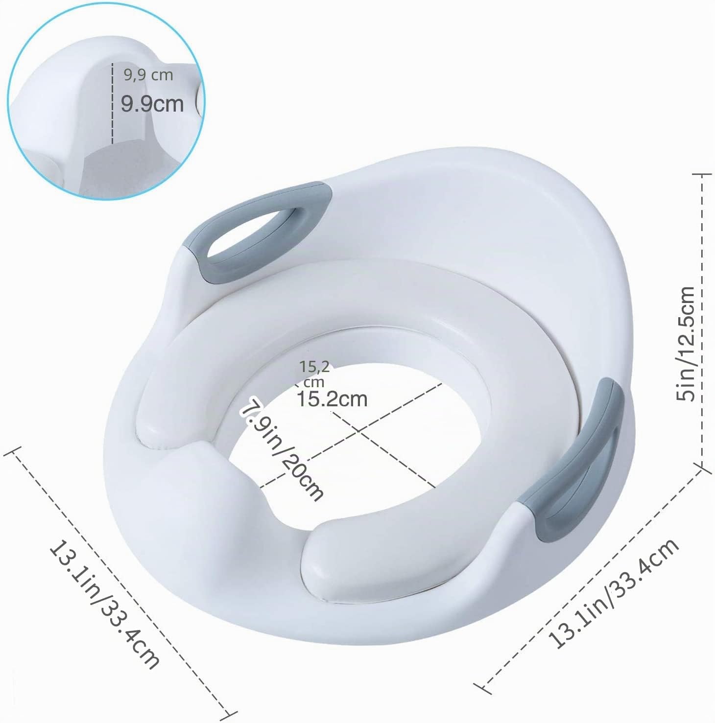 Riduttori per WC per Bambini|Riduttore wc Bambini Universale,Ergonomico,Riduttore wc con Paraspruzzi e Maniglie,Design Schienale (1 Spazzolone + 2 Imbottito Rimovibili)