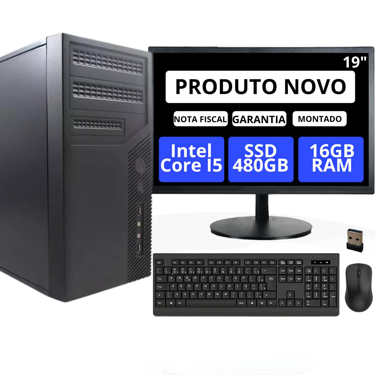 Computador Completo Intel Core I5 16GB Ram Com SSD Monitor 19
