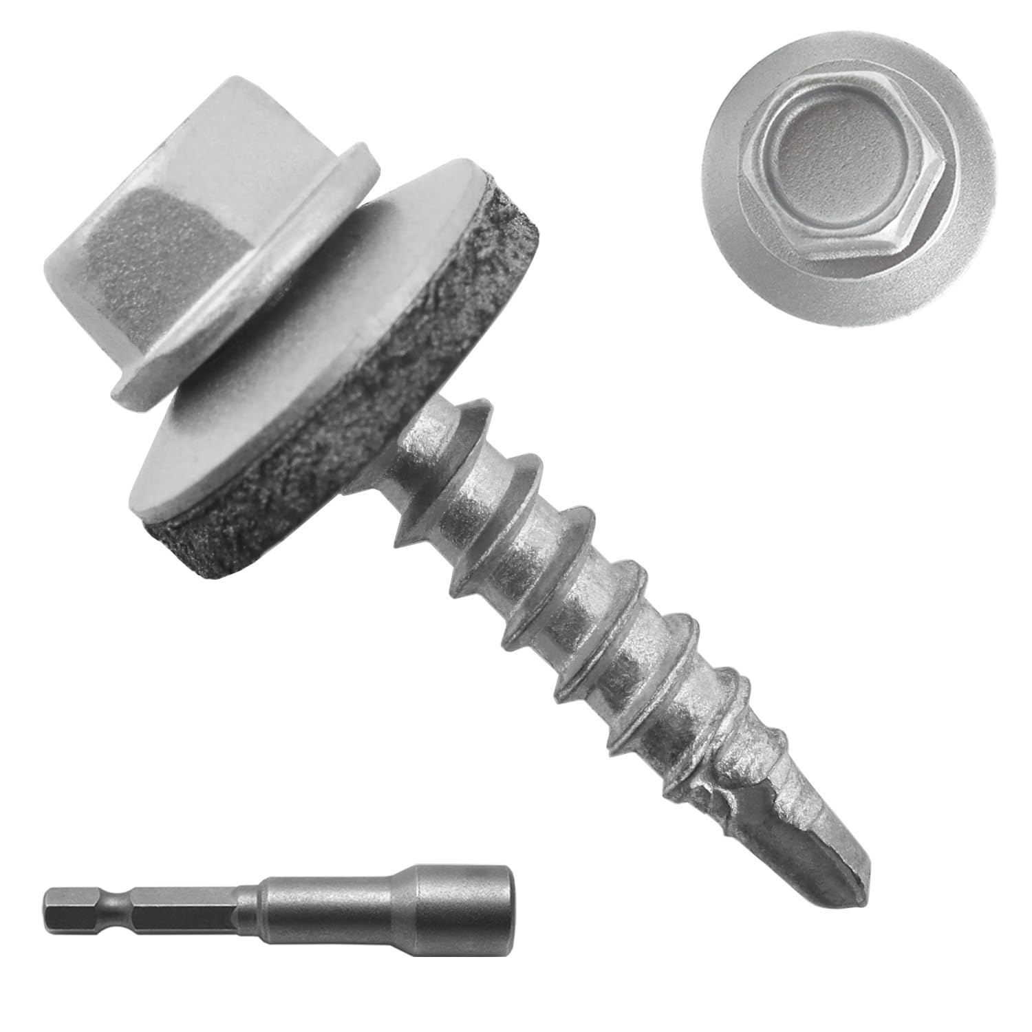 Black Hex Roofing Screws - Self-Drilling Metal Fasteners -23