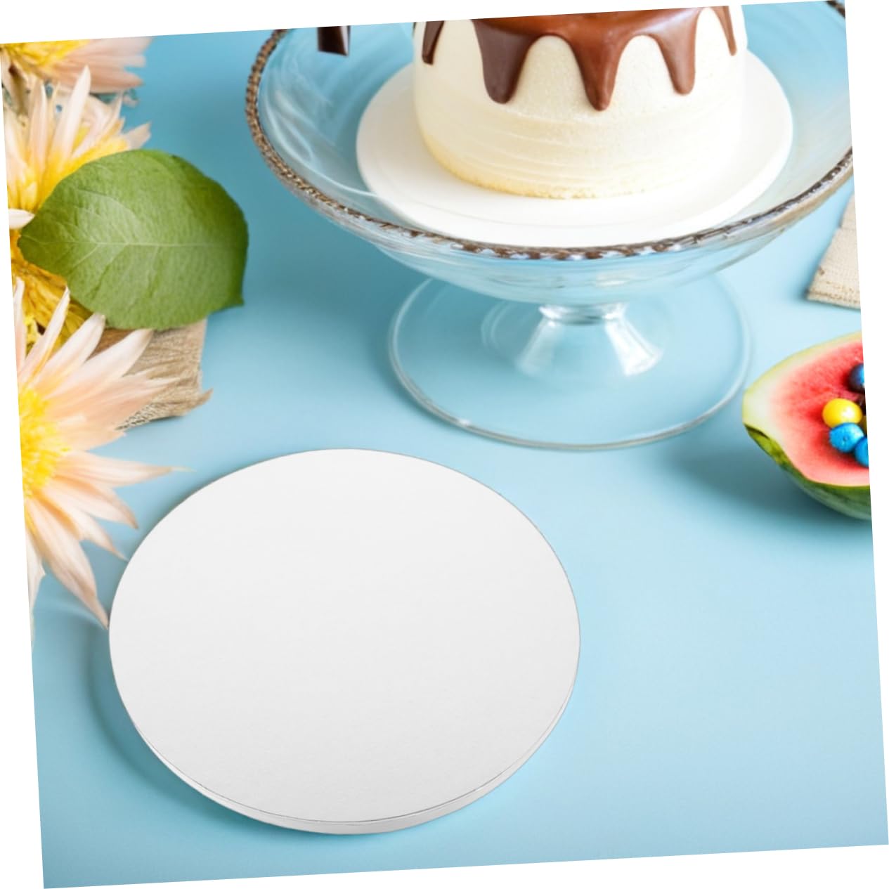 PRETYZOOM Base de Gâteau Ronde 10 Pouces en Carton Blanc, Lot de 7