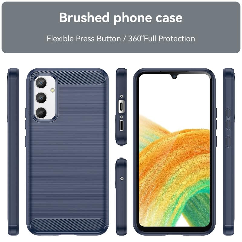 Image of Hybrid Carbon Fiber Back Case for Samsung Galaxy A34 5G (Blue)
