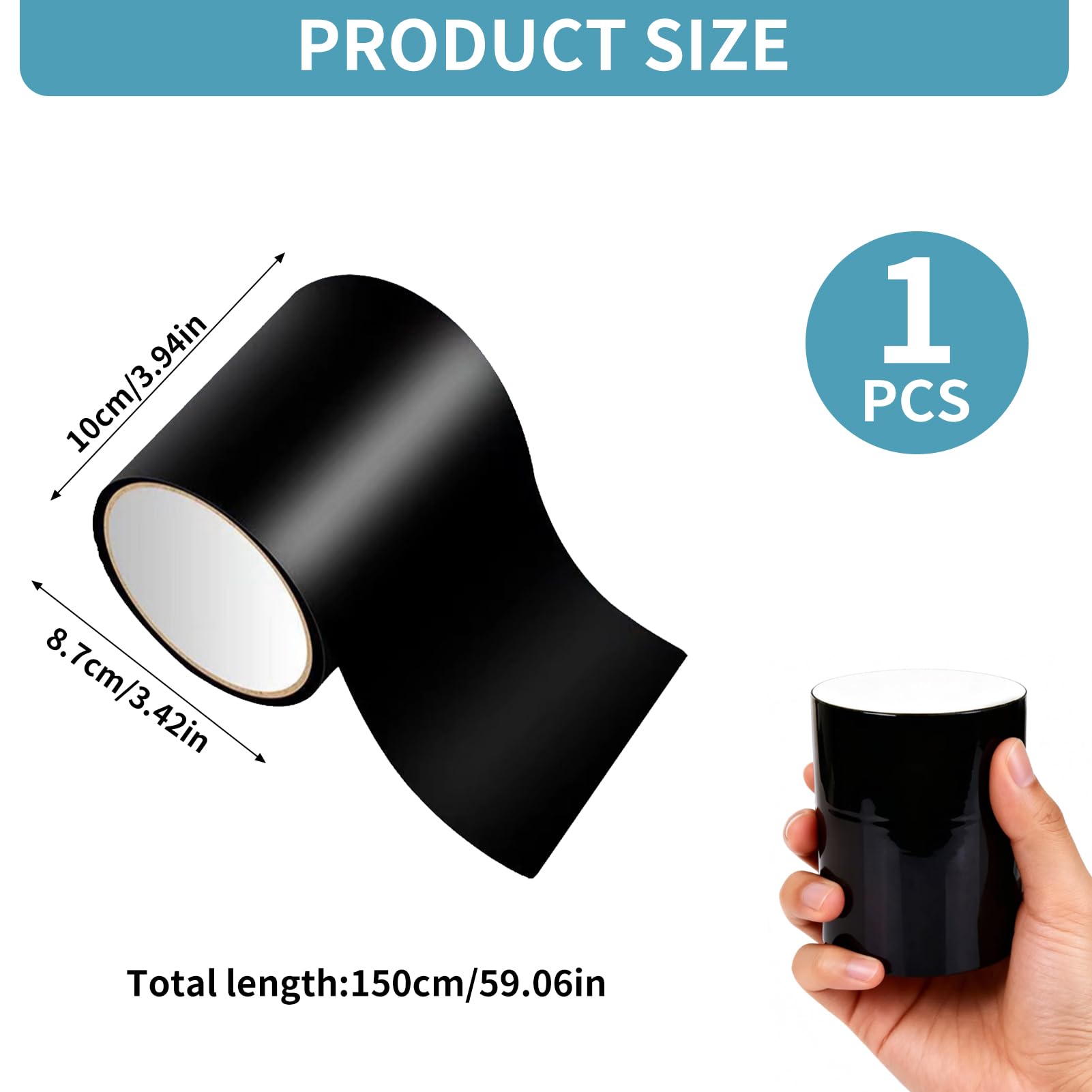 Cinta Adhesiva Impermeable de PVC (1.5m), Cinta Adhesiva para Fugas de Agua, Parche Piscina Bajo Agua, Cinta Resistente a la Corrosión para Protección y Reparación de Tuberías