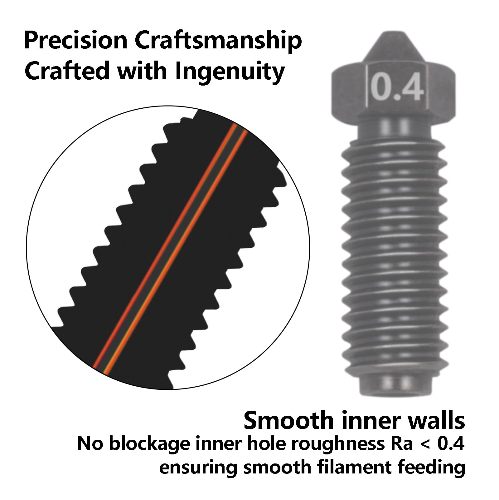 Hardened zestaw dysz do Anycubic Kobra 3, 4 szt. 0,4 mm, 2 szt. 0,2 mm, 0,6 mm, 0,8 mm, odporność na wysokie temperatury 1,75 mm, zestaw dysz ze stali hartowanej do Kobra 3, Kobra 3 Combo
