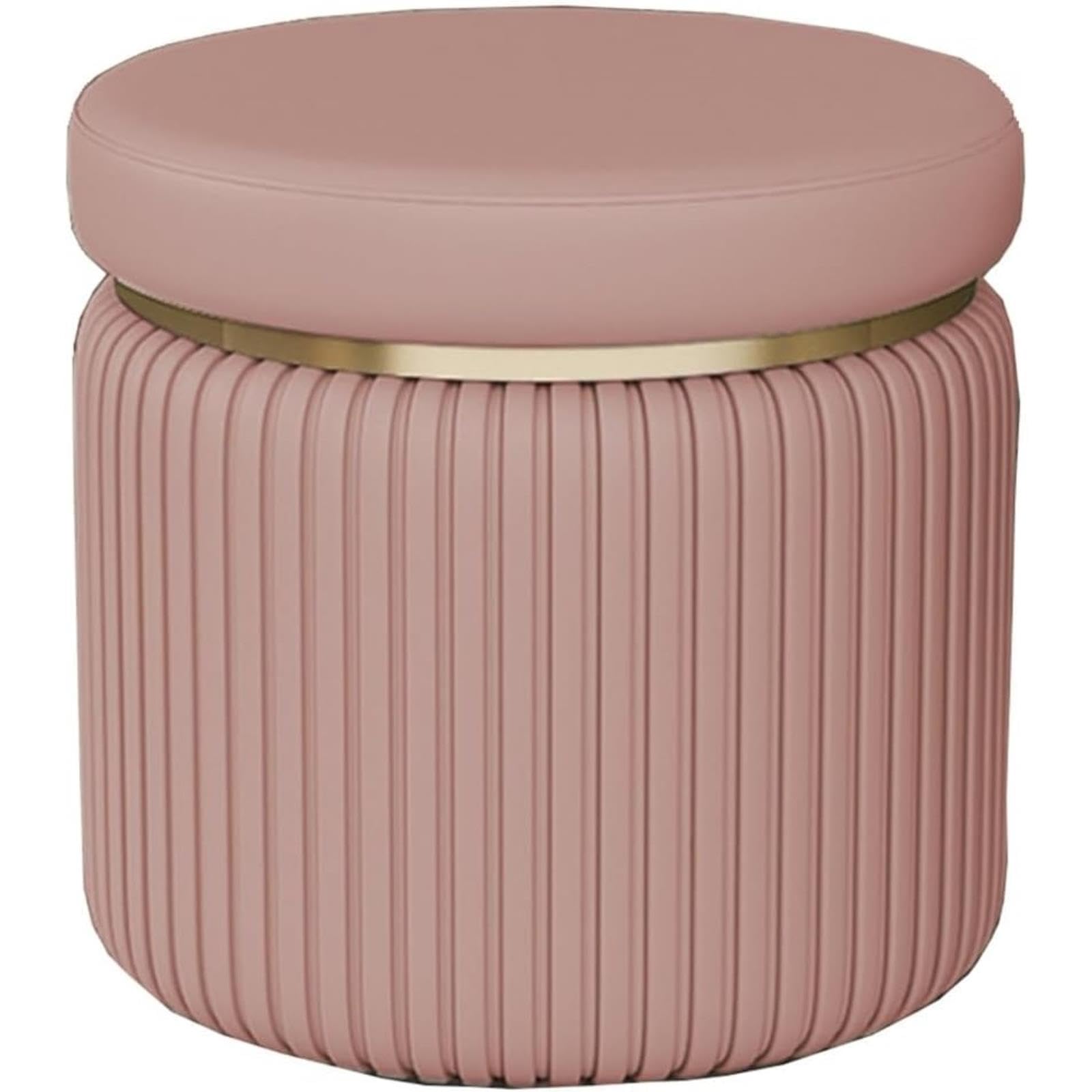 Tabouret polyvalent rose 35cm, pouf coffre de rangement salon chambre