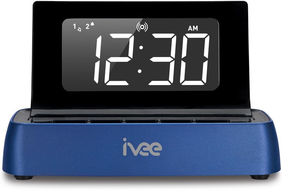 ivee Digit: Voice-Activated Alarm Clock, Blue