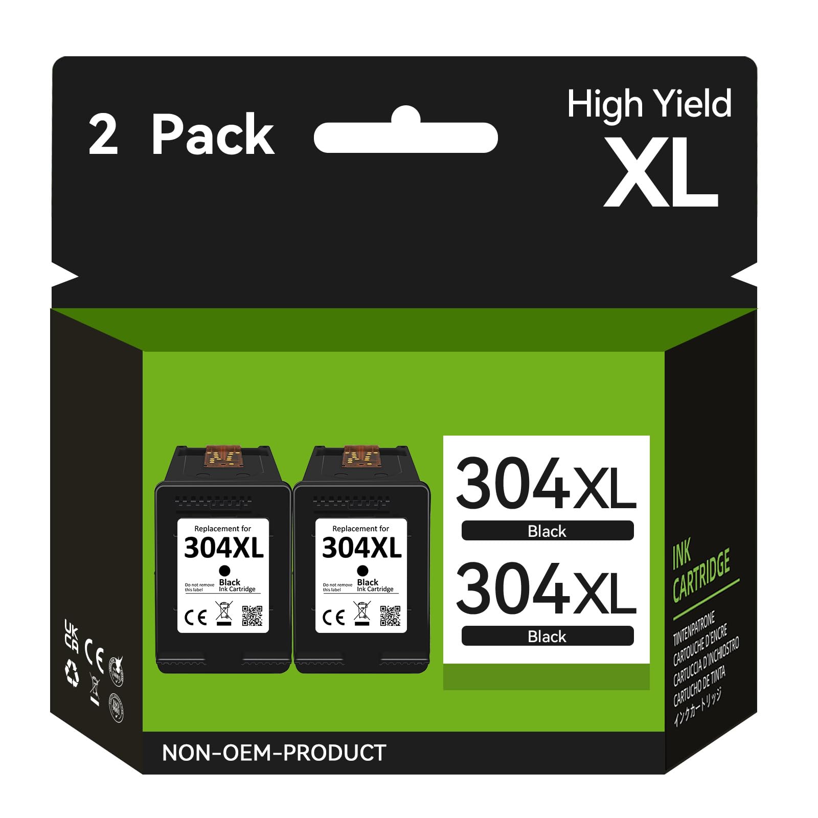 SUNPRINTZ Tinta 304XL Negro Remanufacturado para HP 304, Cartuchos 304 Negro para HP Envy 5010 5020 5030 5032 5530 Deskjet 2620 2630 2632 2633 2622 3700 3720 3730 3750 3760 3762 3764 3735 (2 Negro)