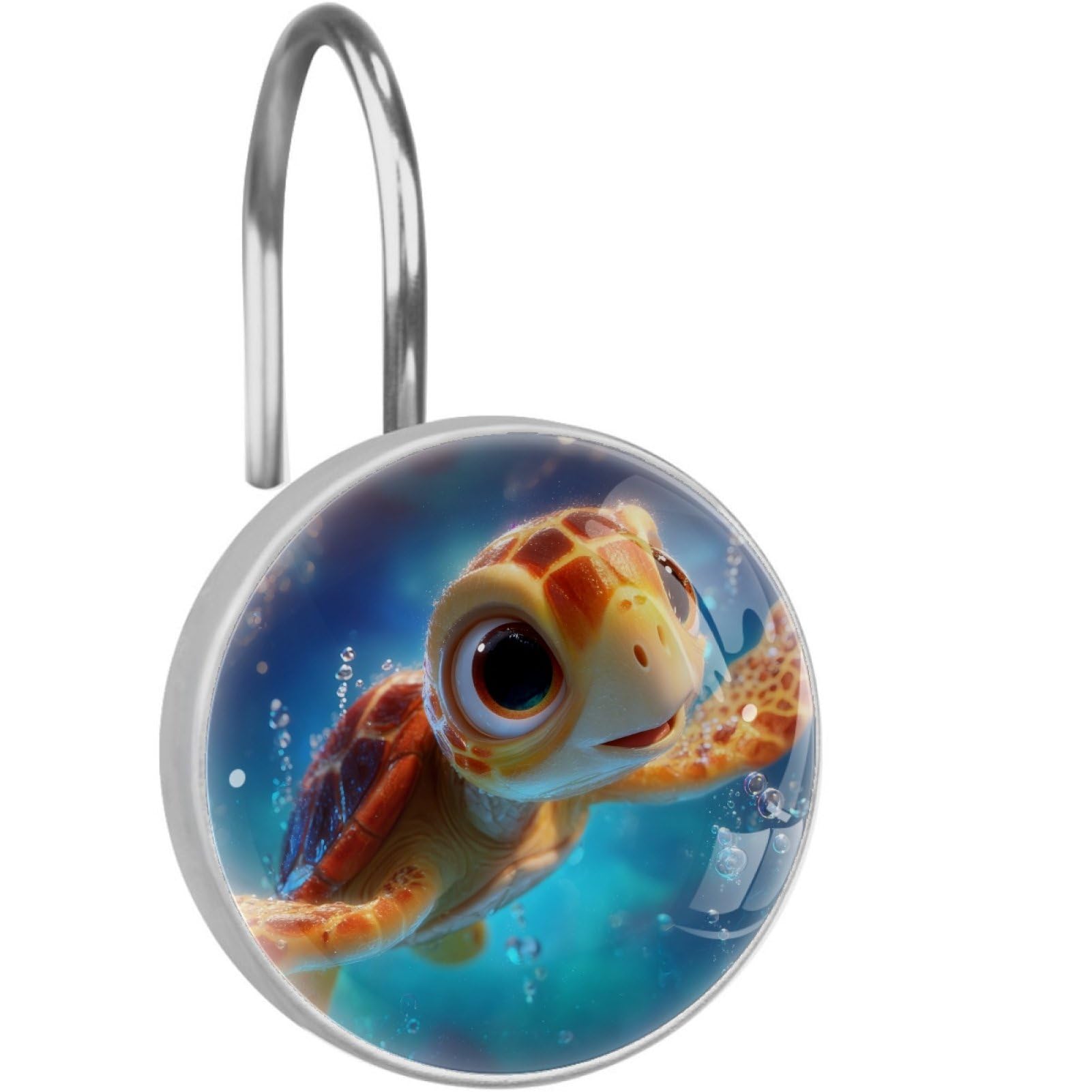 VAPOKF Shower Curtain Hooks, Sea Turtle Rust Proof Decorative Shower Curtain Rings, Modern Farmhouse Designer Shower Curtain Hangers for Bathroom, 12Pcs