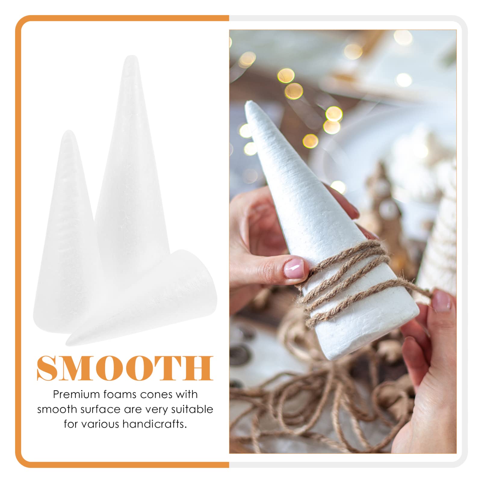ERINGOGO 15 conos de poliestireno, modelos de árbol de Navidad para manualidades, suministros para manualidades, 3 tamaños diferentes