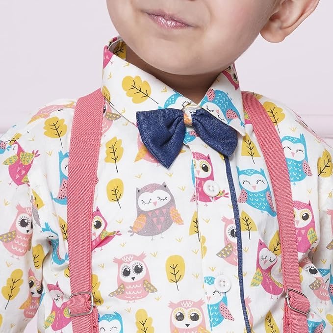 Image of AJ DEZINES Kids Casual Wear Clothing Cotton Shirt Short Set For Boys