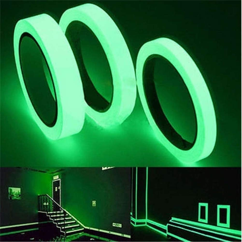 VN safety Removable, Waterproof, Photoluminescent Glow in the Dark Safety Green Tape (20 ft Length x 0.8 inch Width) Pcs of (1)