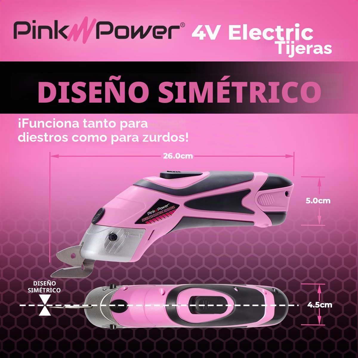 Tijeras eléctricas de tela rosa para manualidades, costura, cartón, álbumes de recortes, tijeras inalámbricas y estuche de almacenamiento