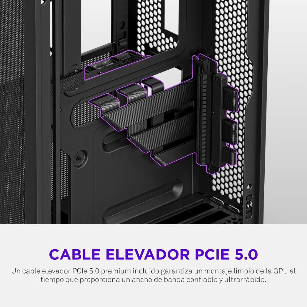 NZXT H2 Flow – Caja para PC Mini-ITX de 20,7 L con Alto Flujo de Aire – Incluye 2 Ventiladores Superiores de 120 mm y Cable Elevador PCIe 5.0 – GPU de 331 mm – Radiador de 280 mm – Negro