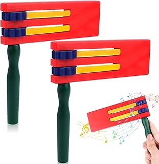Wooden Ratchet Children's 2 Pieces Wooden Ratchet Noise Maker Wooden Spinning Ratchet Noise-Maker Wooden Rattle Musical Instruments Children Fan Item for Cheering Suitable for Play Parties (Colourful)