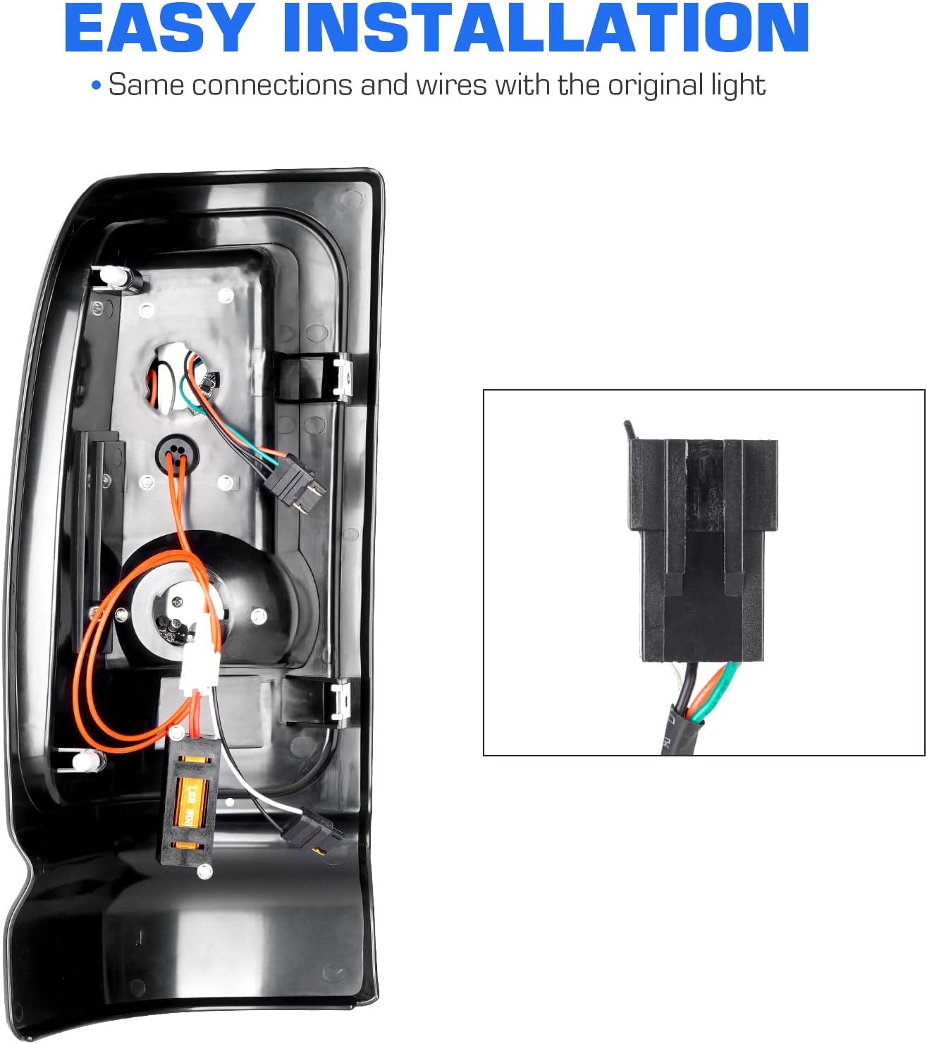 LED Tail Light Fit for Ram 1500 1994-2001, Fit for Ram 2500 3500 1994-2002, Rear Brake Lamp Taillight Assembly, Black Housing Clear Lens